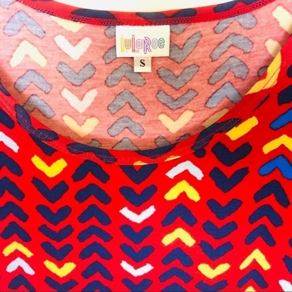 LuLaRoe Red Navy Arrow Print Midi Dress Size S - Picture 5 of 7